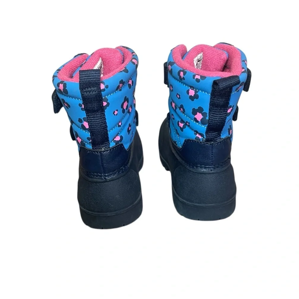 Carters Toddler Girls Navy Pink Deltha Leopard Cheetah Snow Boot 8M Winter Sled‎